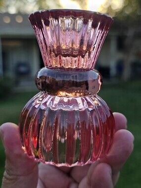Rex London Pink Ribbed Glass Candle Holders Set of 2 Reversible Taper Tealight